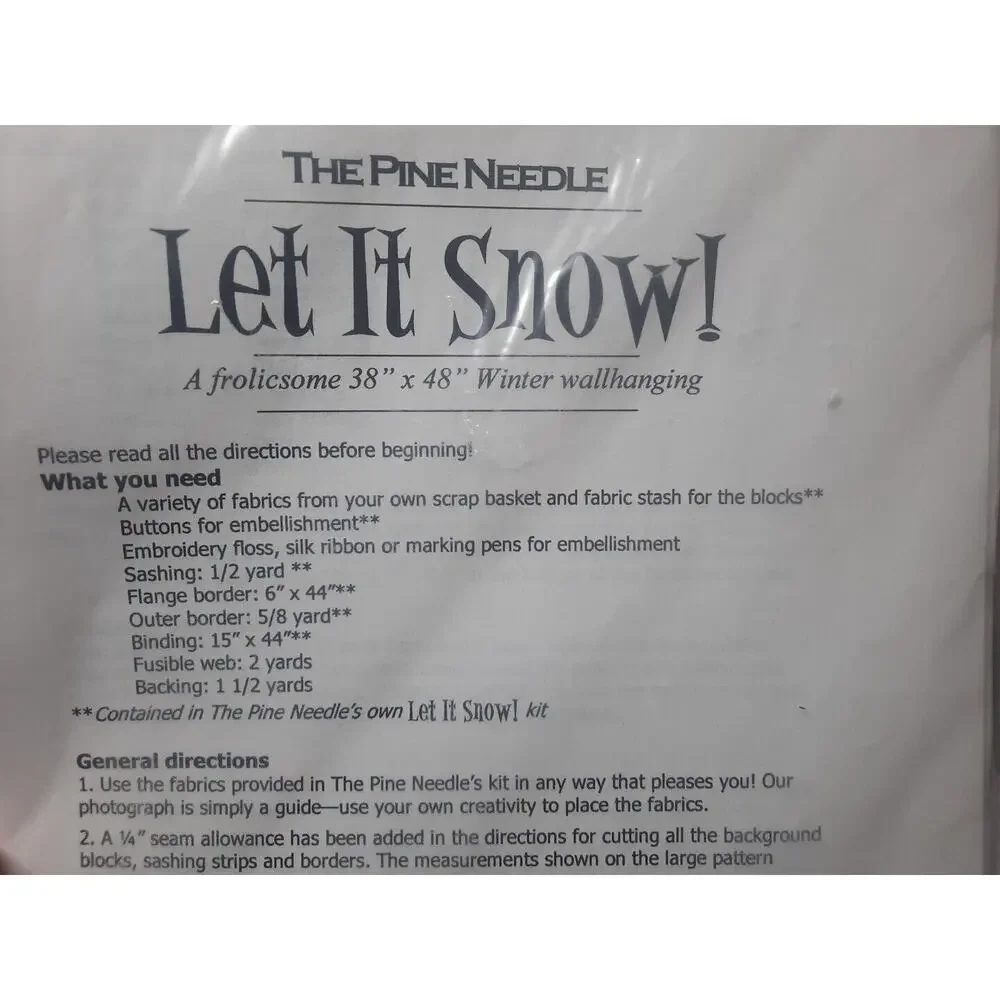 The Pine Needle Full Size Pattern Let It Snow 38x48 Winter Wallhanging